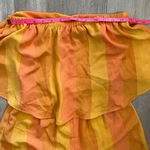 Show Me your Mumu Thelma Romper Sunset Sun Kissed Stripe Orange Yellow. Size Sm - Picture 8 of 9